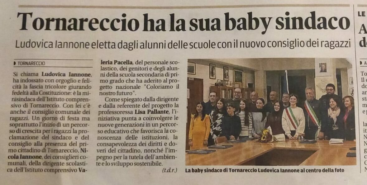 Tornareccio ha la sua baby sindaco - Articolo di giornale